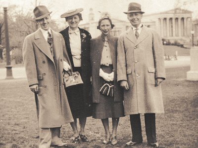 Robert, Clara, Lillian, Lionell Dodd in Delaware Park, Easter 18 May 1938